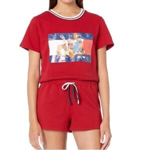Tommy Hilfiger x Space Jam Large Pajamas Looney Tunes 2 piece set Apple Red NWT